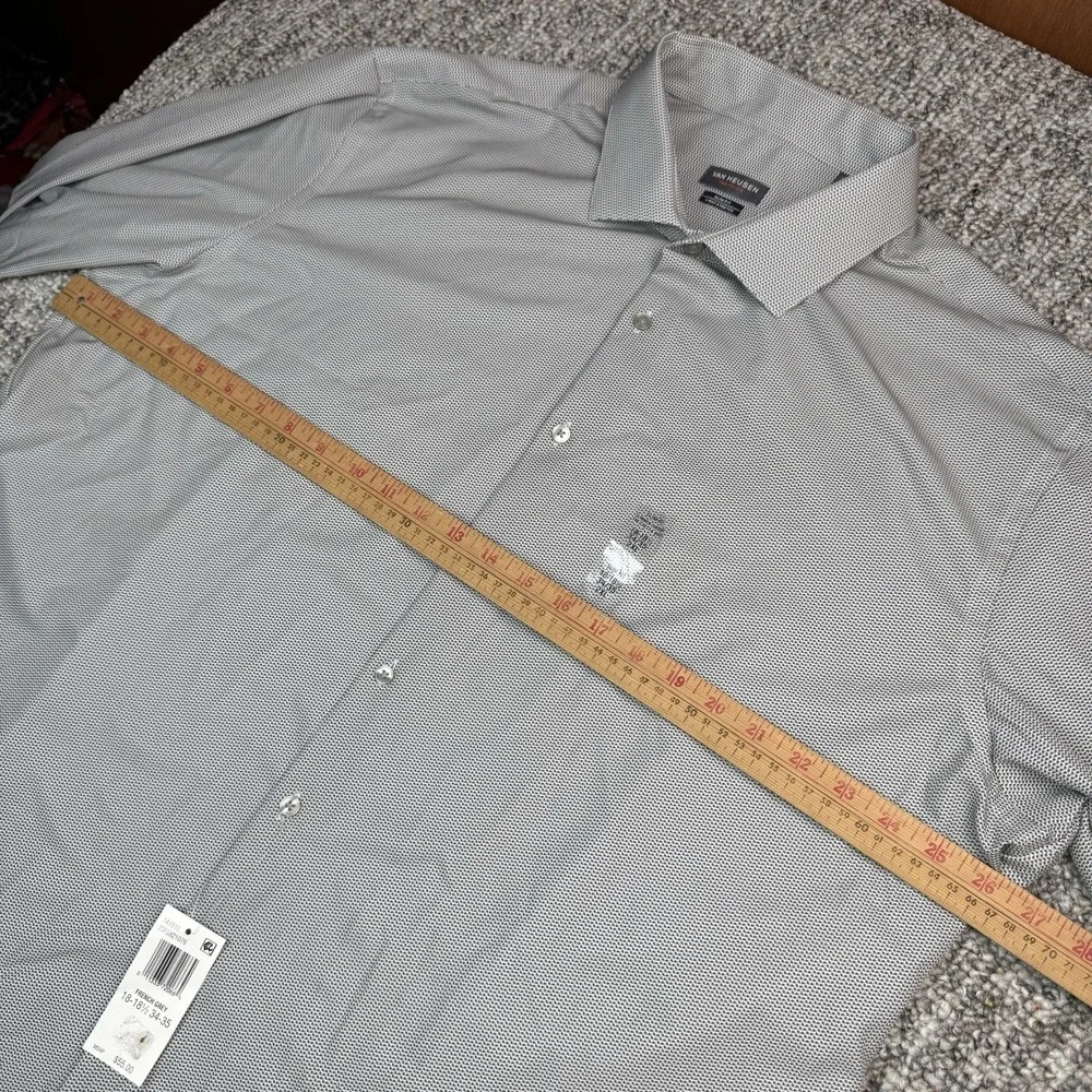 Van Heusen Traveler Dress Shirt Mens 2XL Slim Fit Performance Stretch Gray NWT